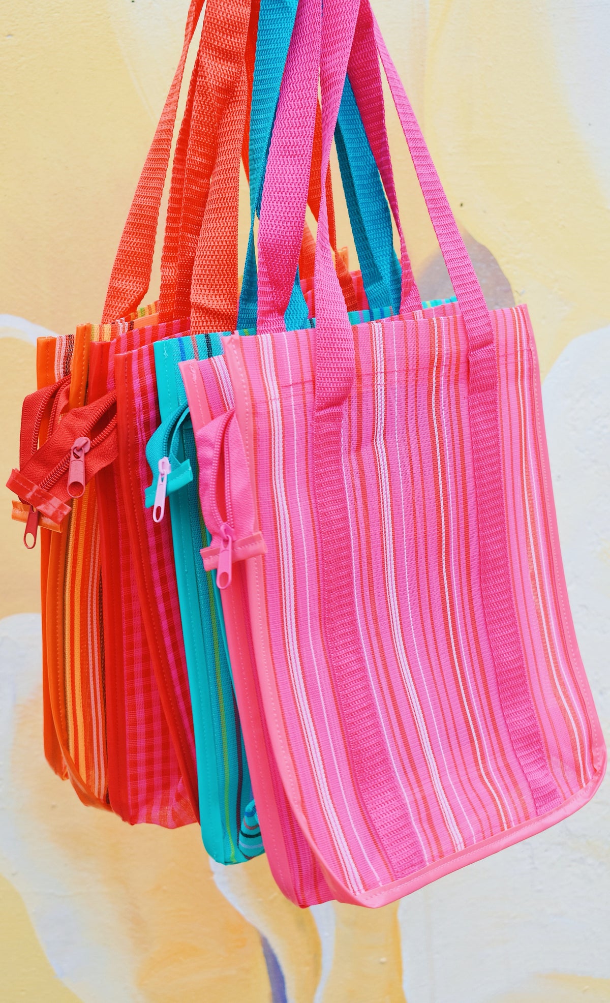 Handmade Colorful Mexican Mercado Mesh Tote Reusable Bag