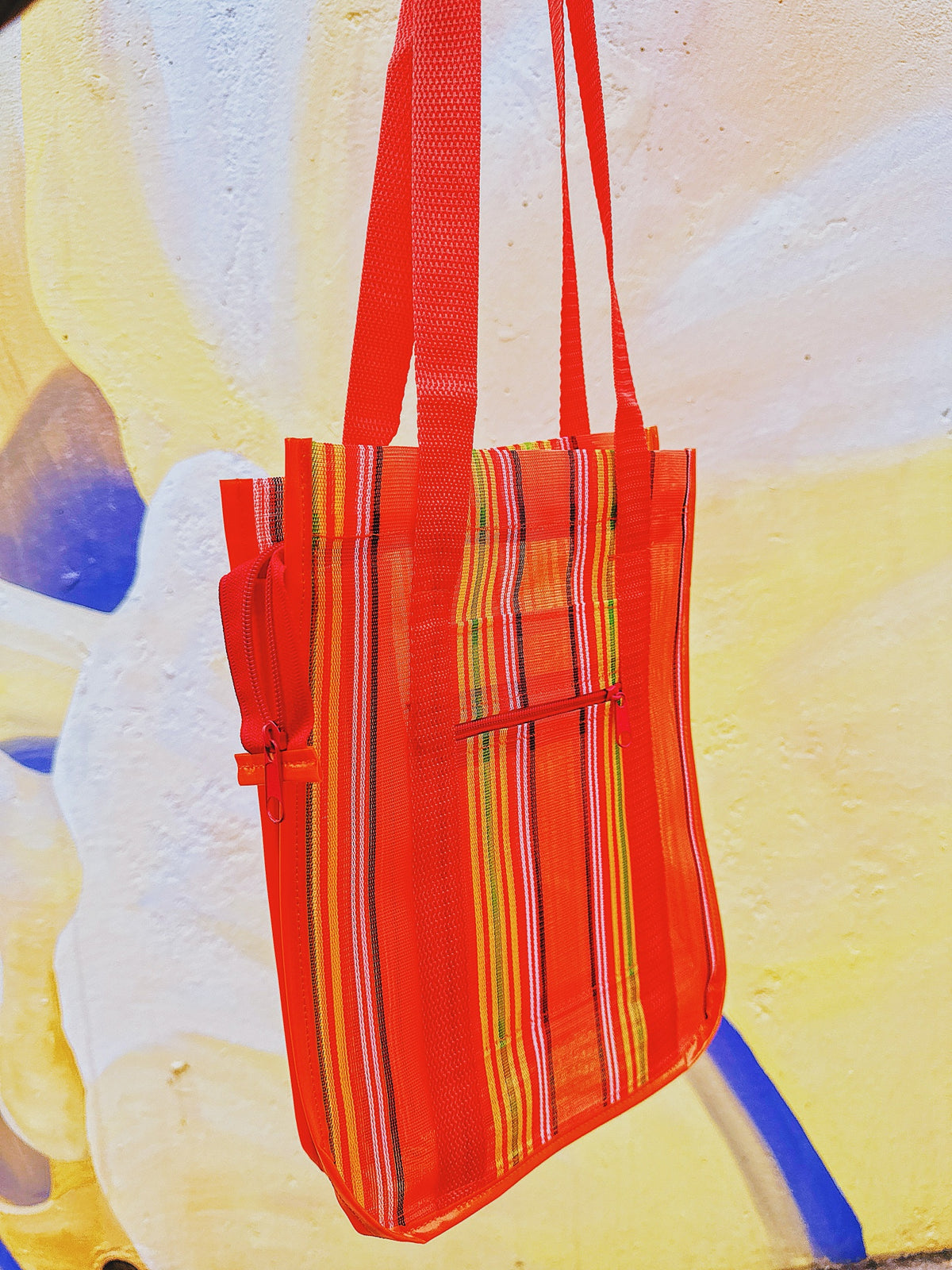 Handmade Colorful Mexican Mercado Mesh Tote Reusable Bag