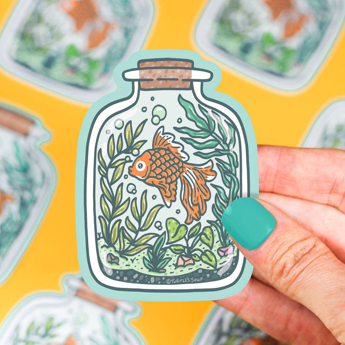 Aquatic Goldfish Terrarium Jar Christmas Gift Vinyl Sticker