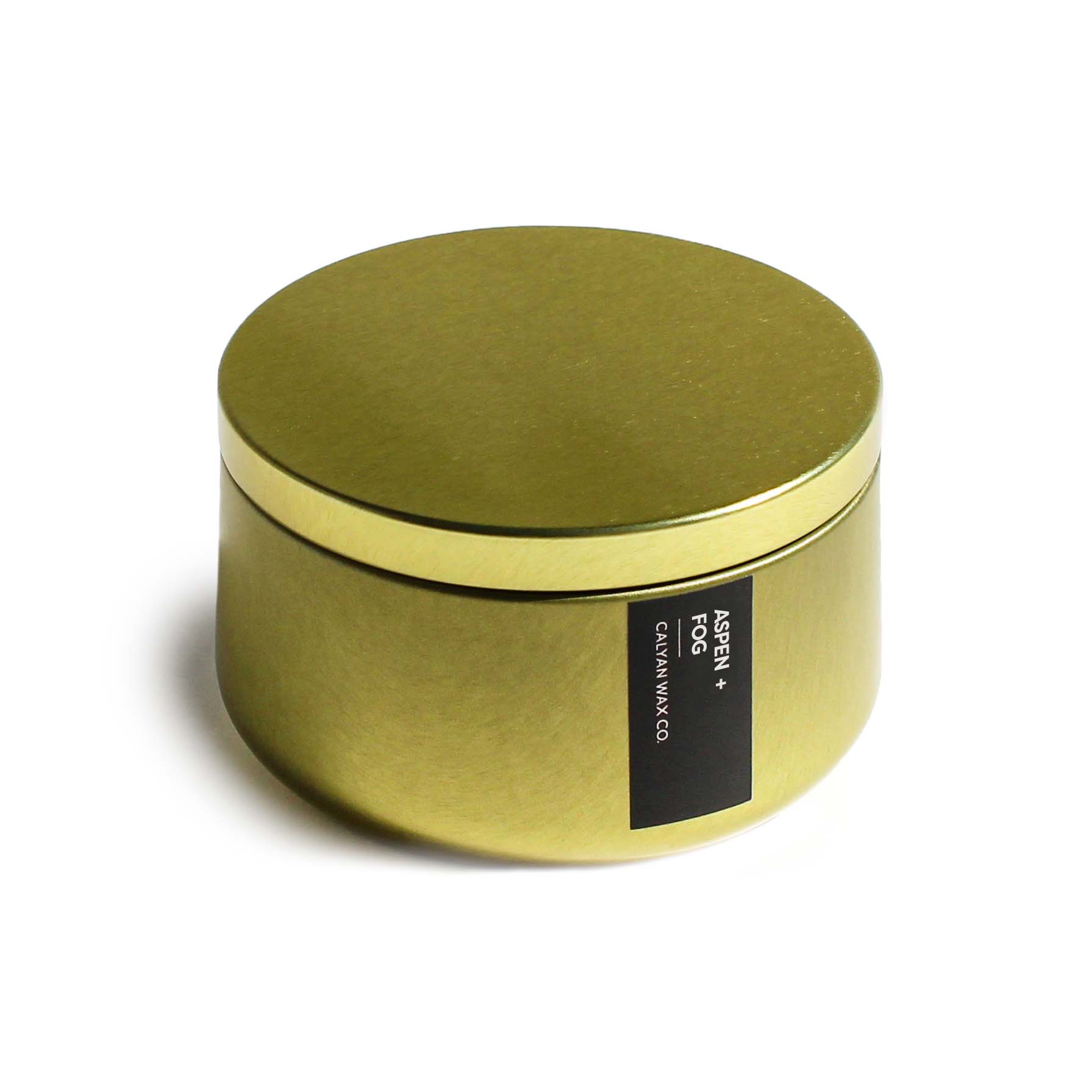 Aspen/Fog - Gold Metal Tin Soy Candle