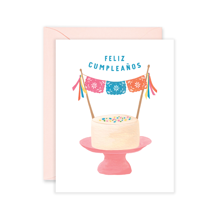 Papel Picado Birthday Cake - Feliz Cumpleanos Card